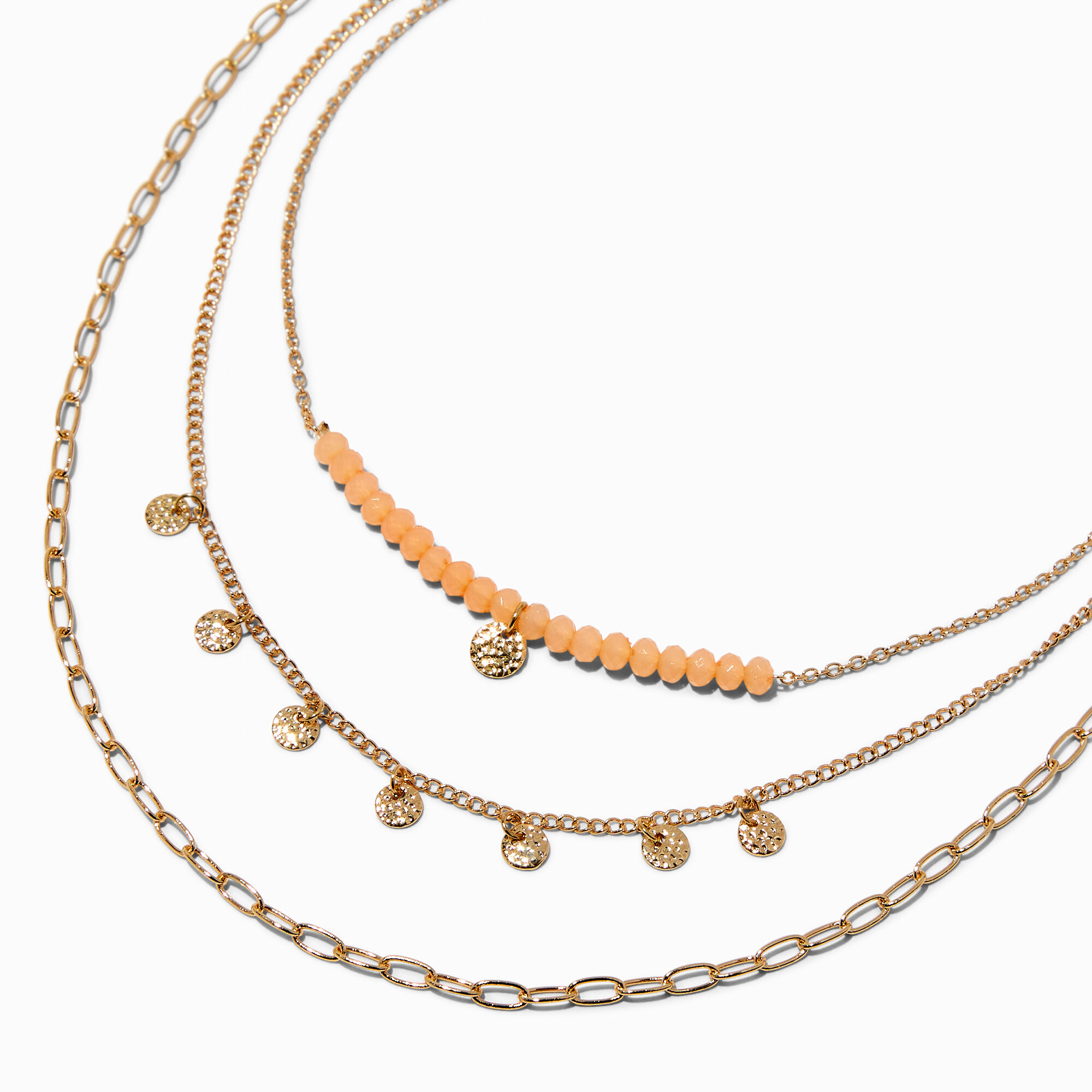 View Claires Beaded GoldTone Coin MultiStrand Necklace Peach information