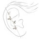 Silver Crystal Butterfly Ear Cuff Pin,