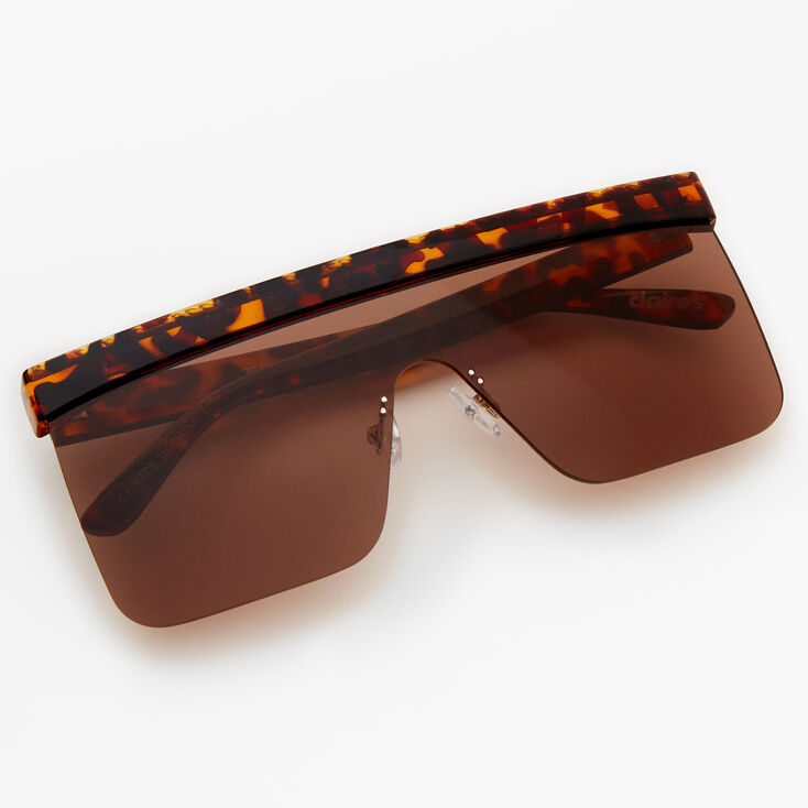 Tortoiseshell Shield Sunglasses - Brown,