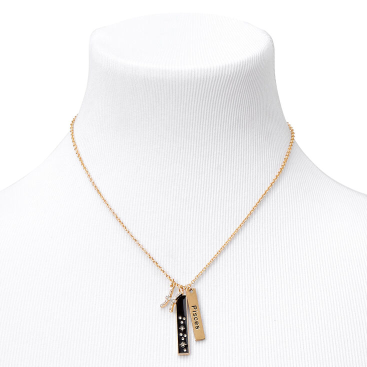 Gold Zodiac Symbol Pendant Charm Necklace - Pisces,