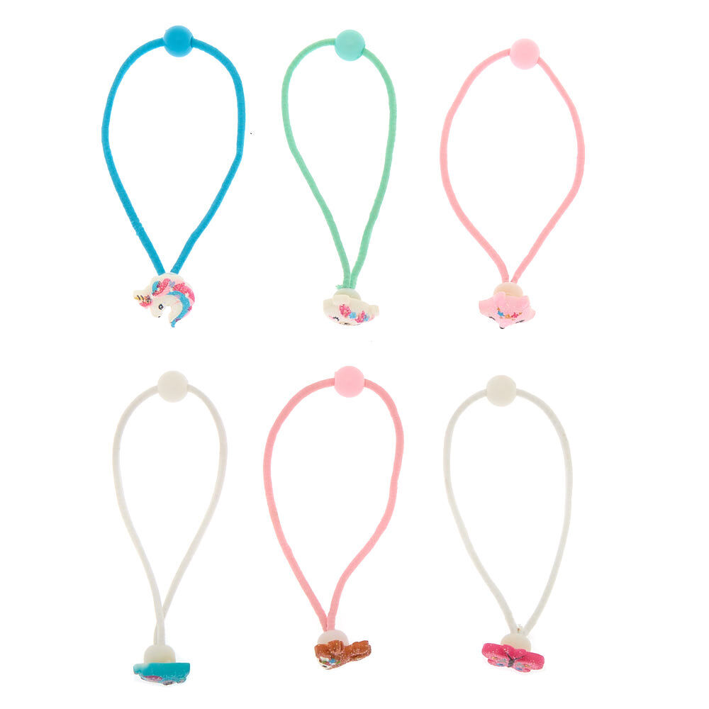 Claire's Club Rainbow Glitter Hair Ties - 6 Pack,