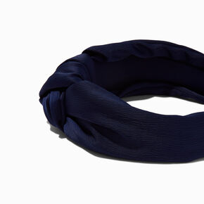 Navy Blue Satin Knotted Headband,