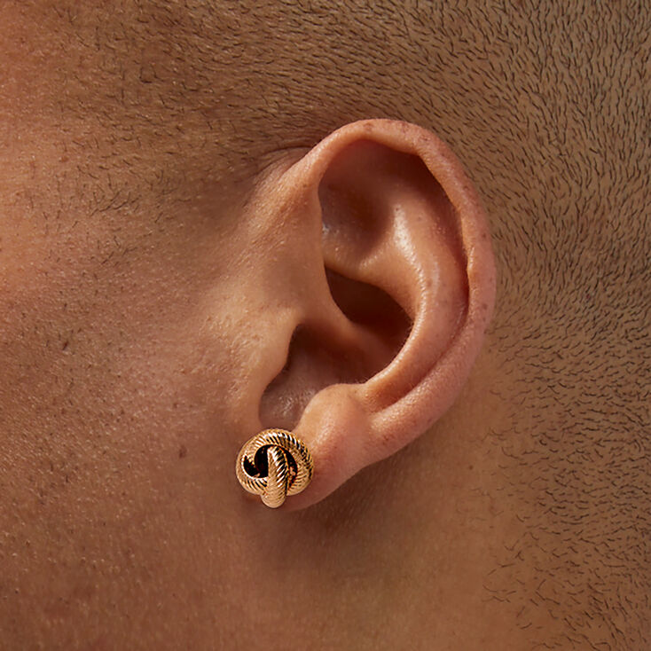 Gold-tone Rope Knot Stud Earrings,