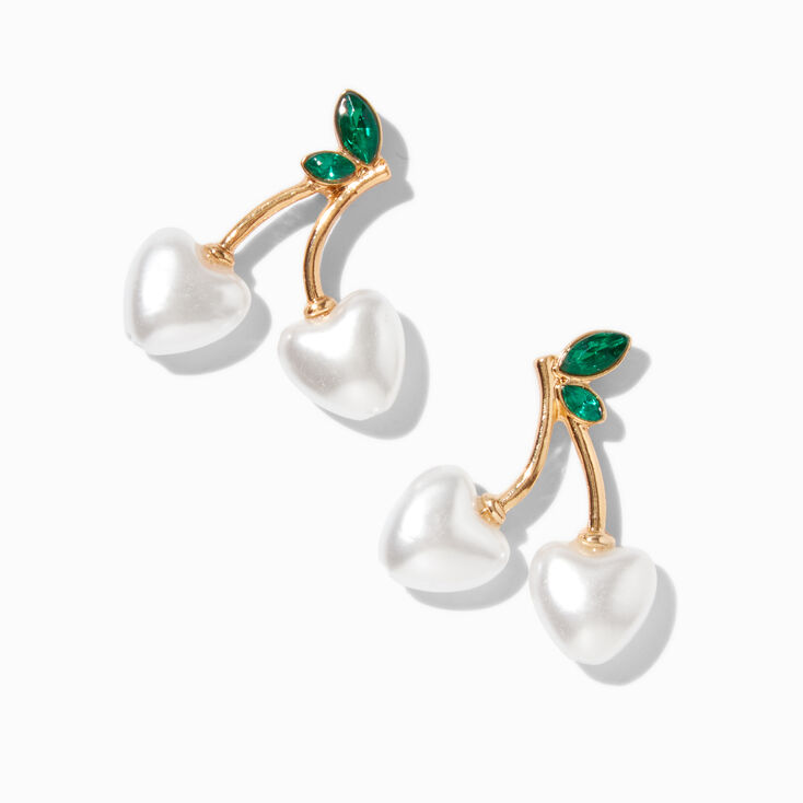 Pearl Cherry Gold-tone Drop Earrings,