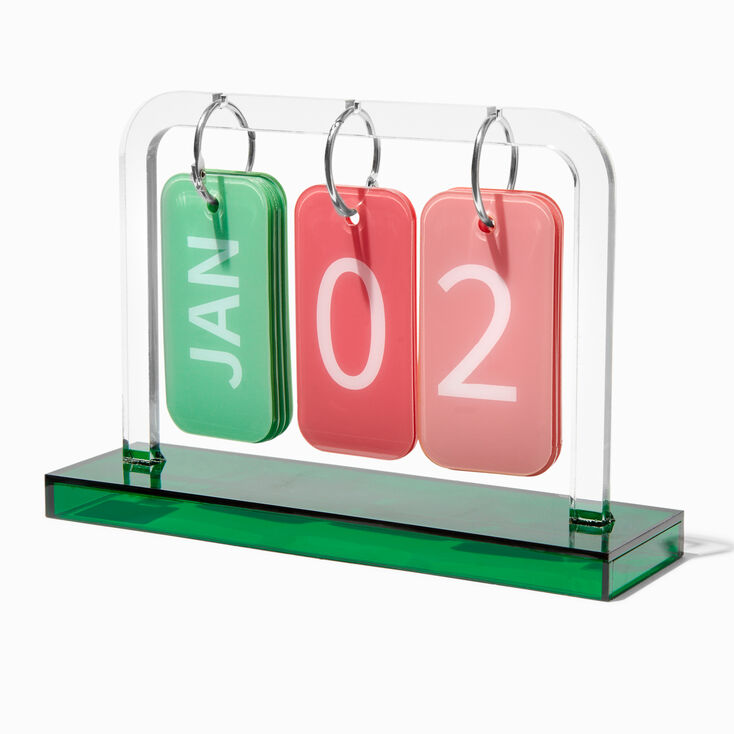 Pink &amp; Green Clear Acrylic Flip Calendar,
