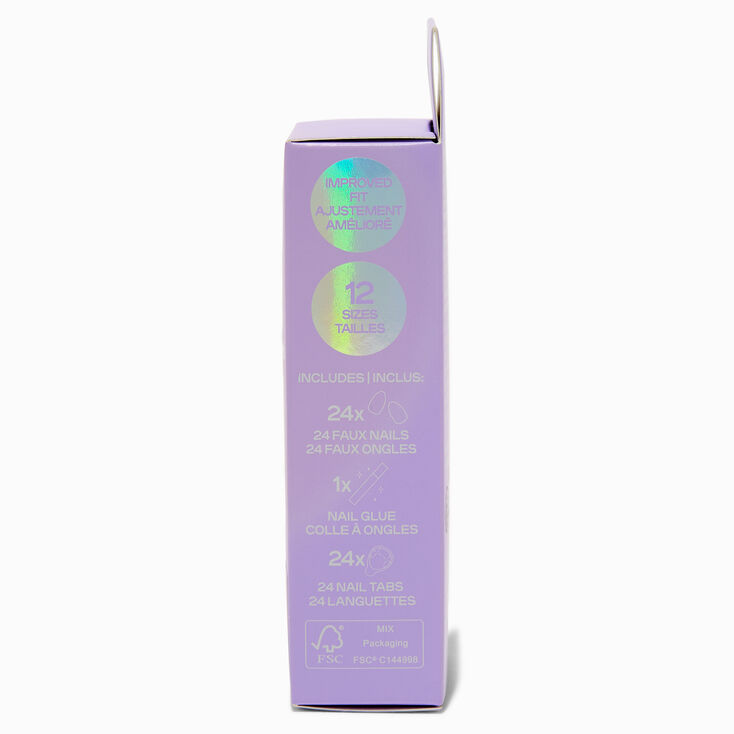 Holographic Glazed Short Square Vegan Faux Nail Set - 24 Pack,