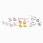 Silver-tone Pastel Floral Mixed Earring Set - 6 Pack,