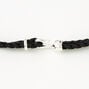 Black Leather Look Braided Wrap Bracelet,