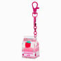 Porte-cl&eacute;s &agrave; paillettes rempli d&#39;eau lait fraise,