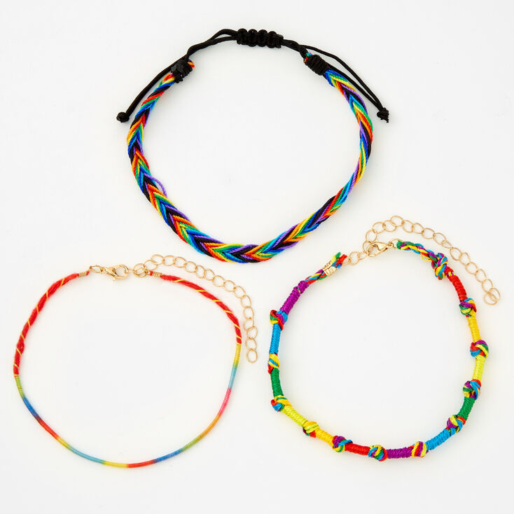 Rainbow Cord Anklets - 3 Pack,