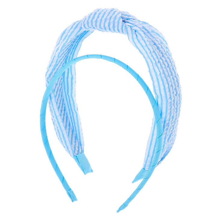 Claire&#39;s Club Solid Striped Headbands - Blue, 2 Pack,