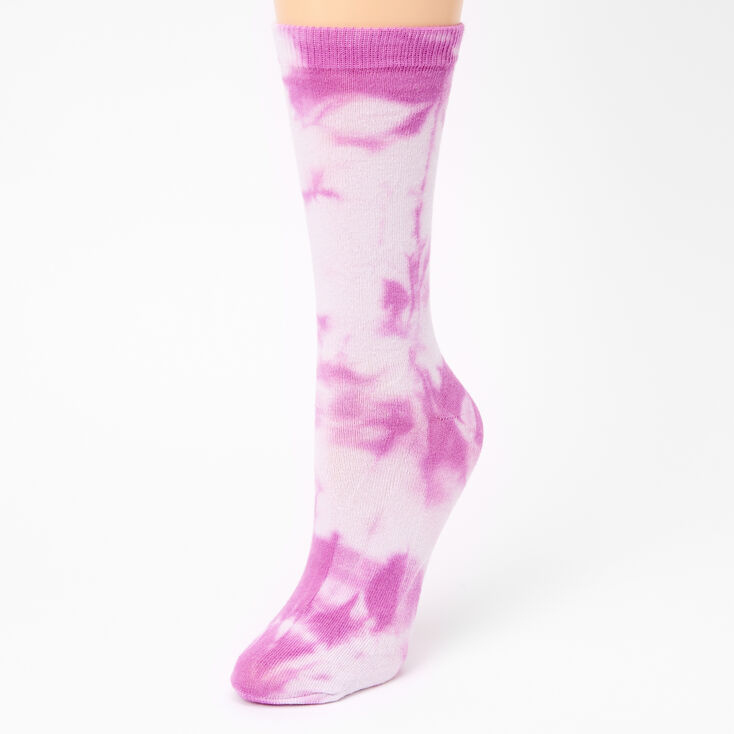 Tie Dye Crew Socks - Purple,