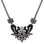 Crochet Flower Statement Necklace - Black,