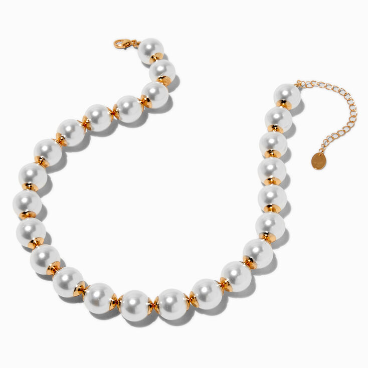 Large Pearl Statement Choker Necklace,