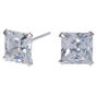Sterling Silver Cubic Zirconia 7MM Square Stud Earrings,