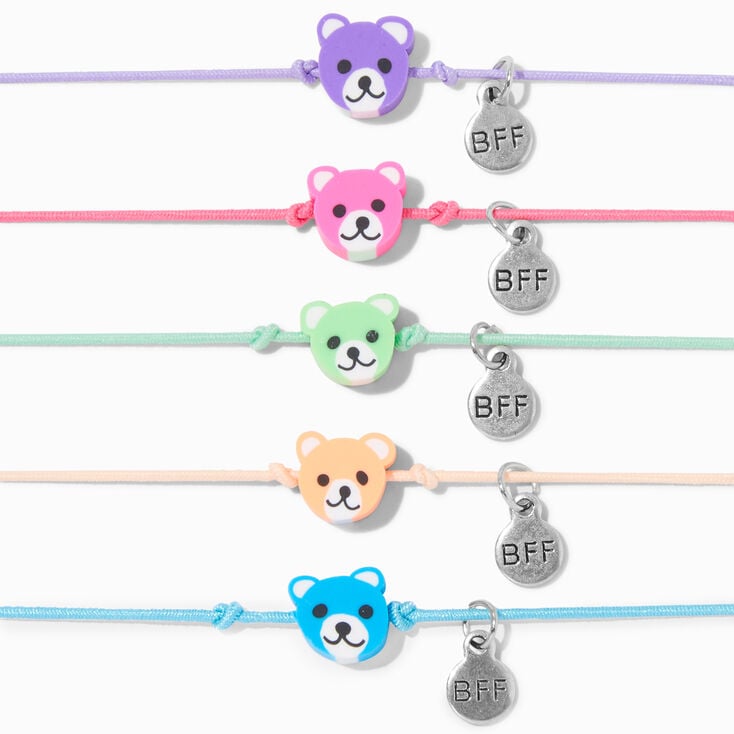 Best Friends Teddy Bear Adjustable Bracelets - 5 Pack,