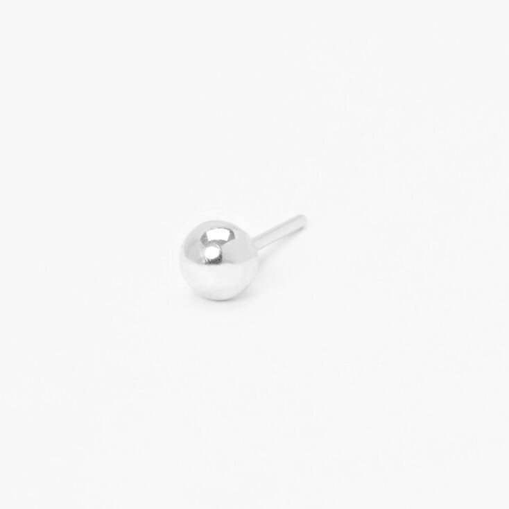 Sterling Silver One 5MM Ball Stud Earring,