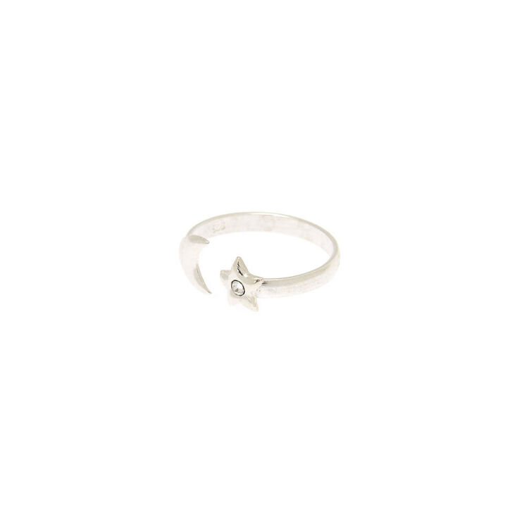 Claire's Bague d'orteil lune et étoile ouverte en argent