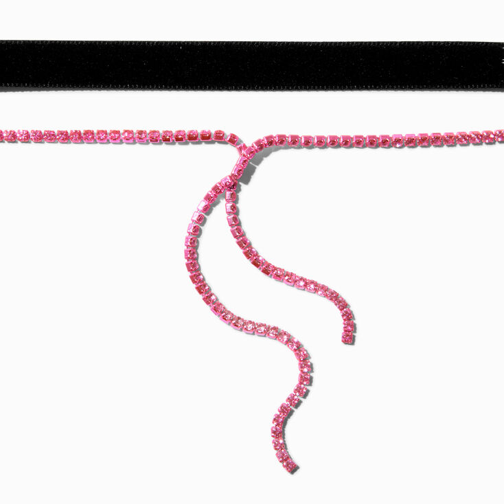 Pink Cup Chain Y-Neck &amp; Black Choker Necklaces - 2 Pack ,