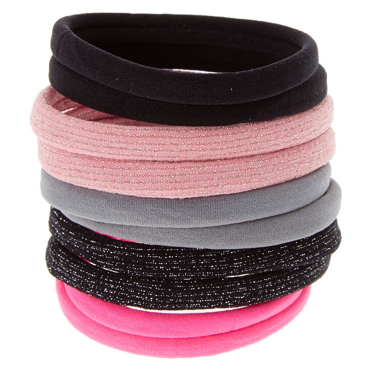&Eacute;lastiques &agrave; cheveux rose, noirs et gris,