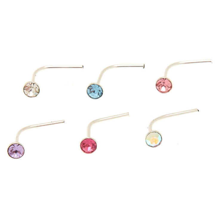 Sterling Silver Pastel Stone Nose Studs,