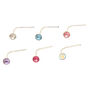 Sterling Silver Pastel Stone Nose Studs,