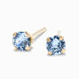 14kt Yellow Gold 3mm Light Blue Crystal Studs Ear Piercing Kit with Ear Care Solution,