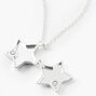 Silver Glow in the Dark Confetti Star Locket Pendant Necklace - Blue,