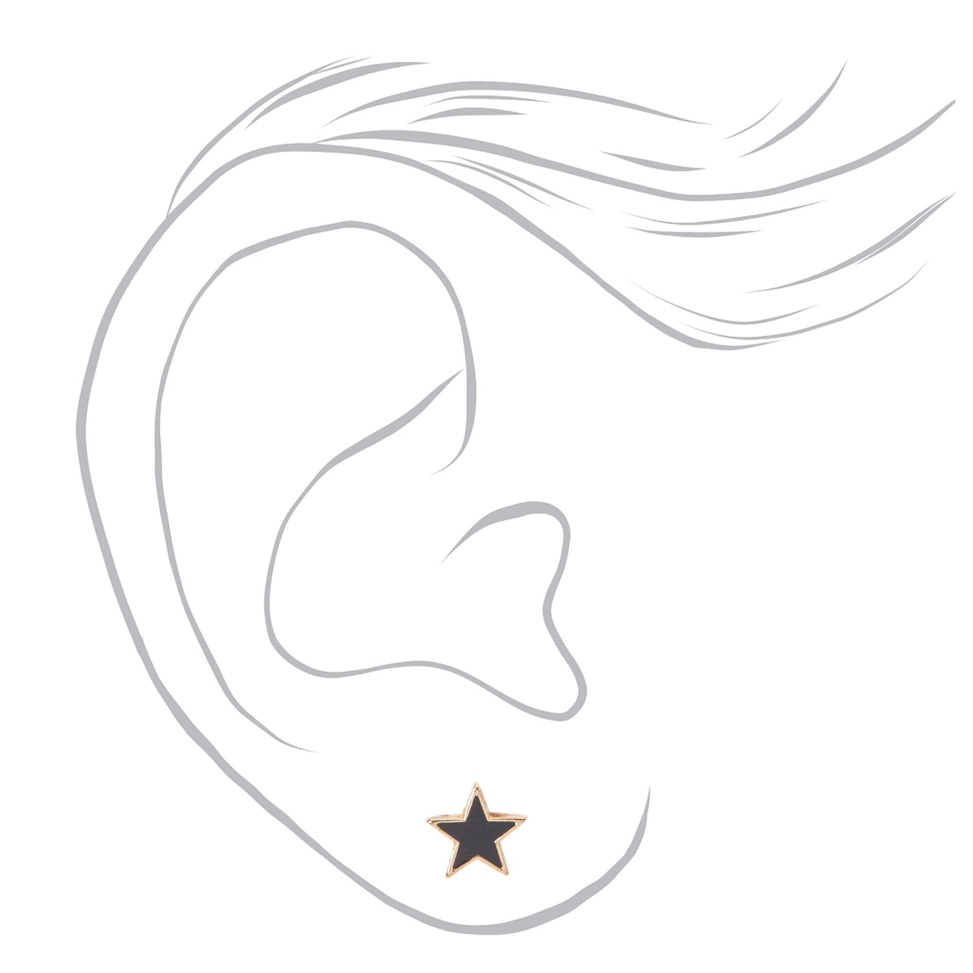 Black Star Gold-tone Stud Earrings