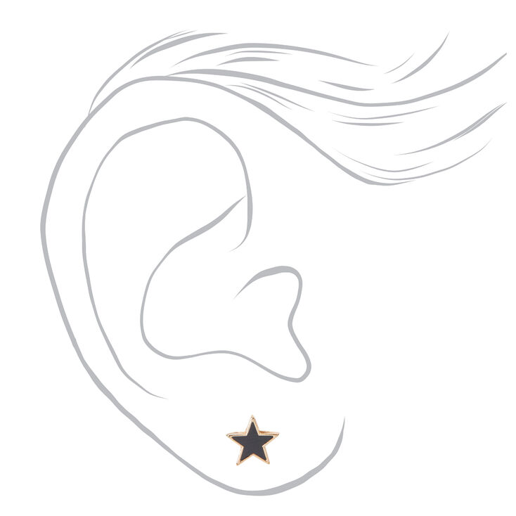 Black Star Gold-tone Stud Earrings,