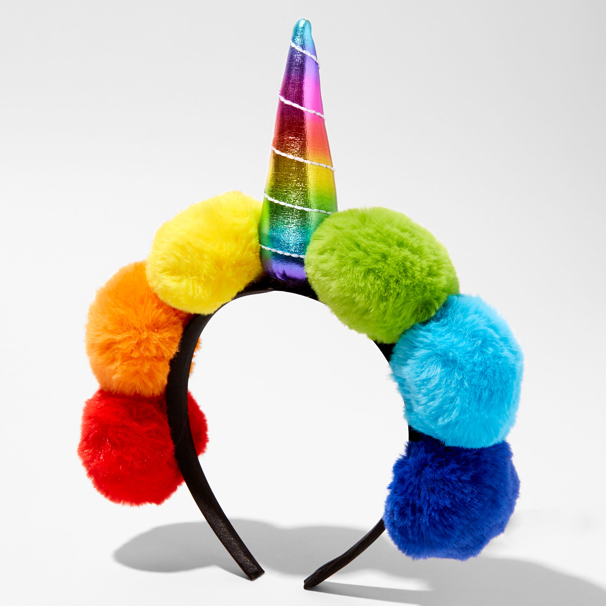 View Claires Unicorn Pom Headband Rainbow information