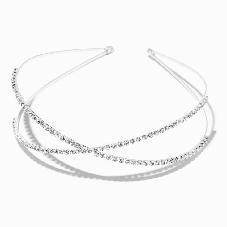 Silver Criss-Cross Crystal Two Row Headband,