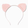 Serre-t&ecirc;te oreilles de chat strass dentelle rose,