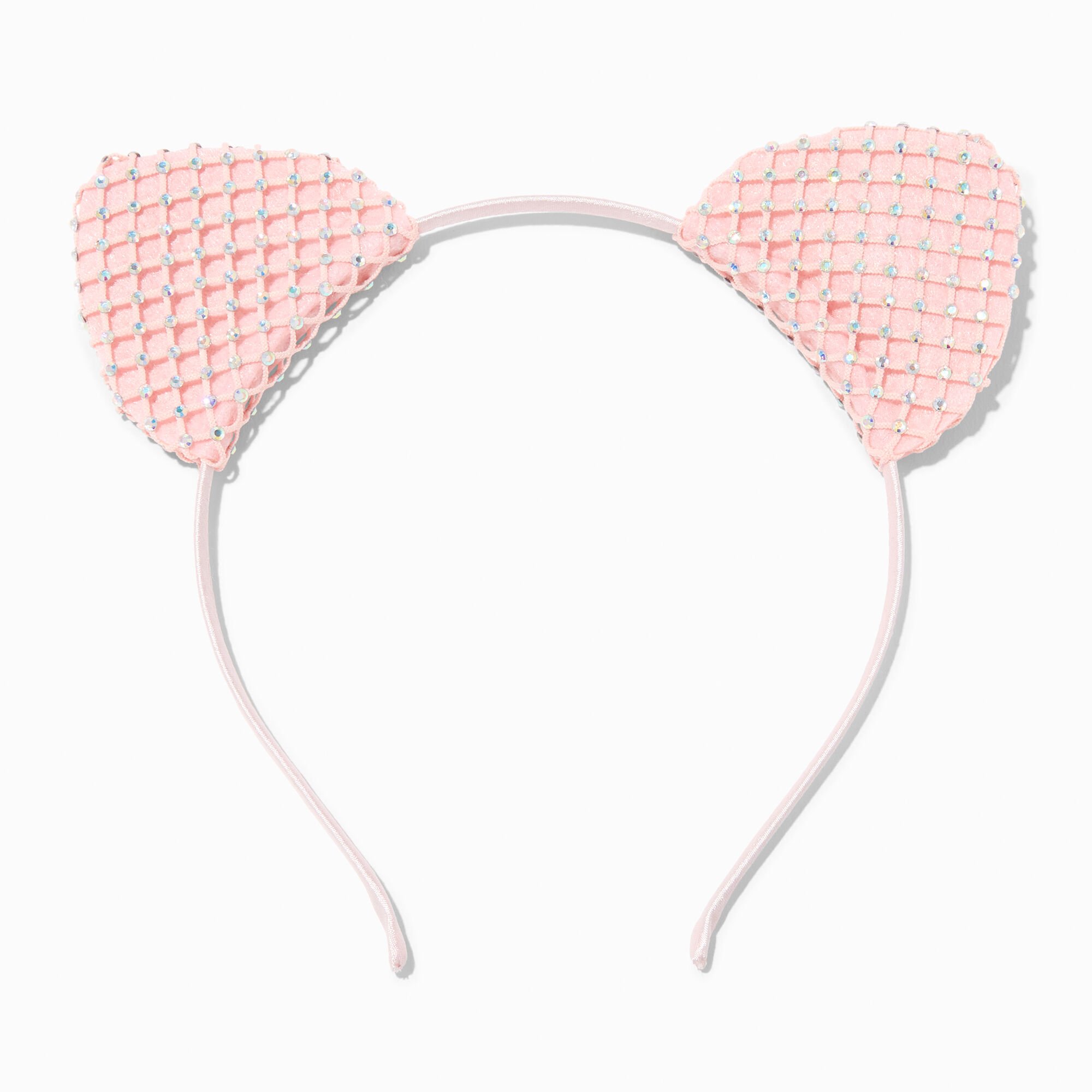 View Claires Lace Rhinestone Cat Ears Headband Pink information