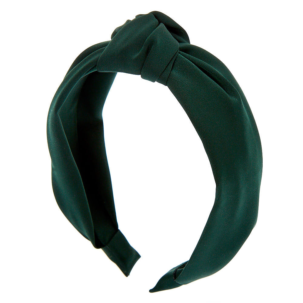 Satin Knotted Headband Emerald Green