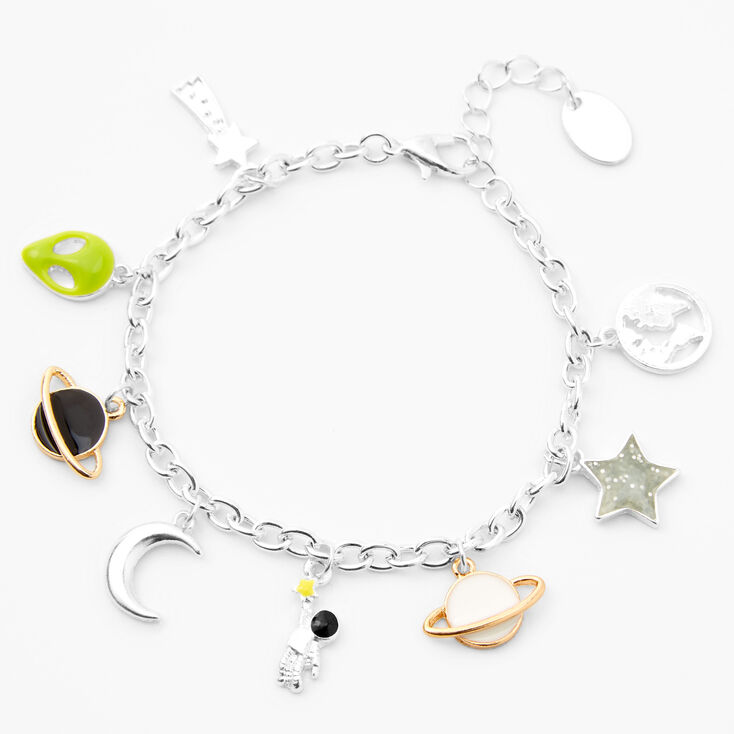 Silver Retro Outer Space Charm Bracelet,
