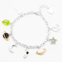 Silver Retro Outer Space Charm Bracelet,