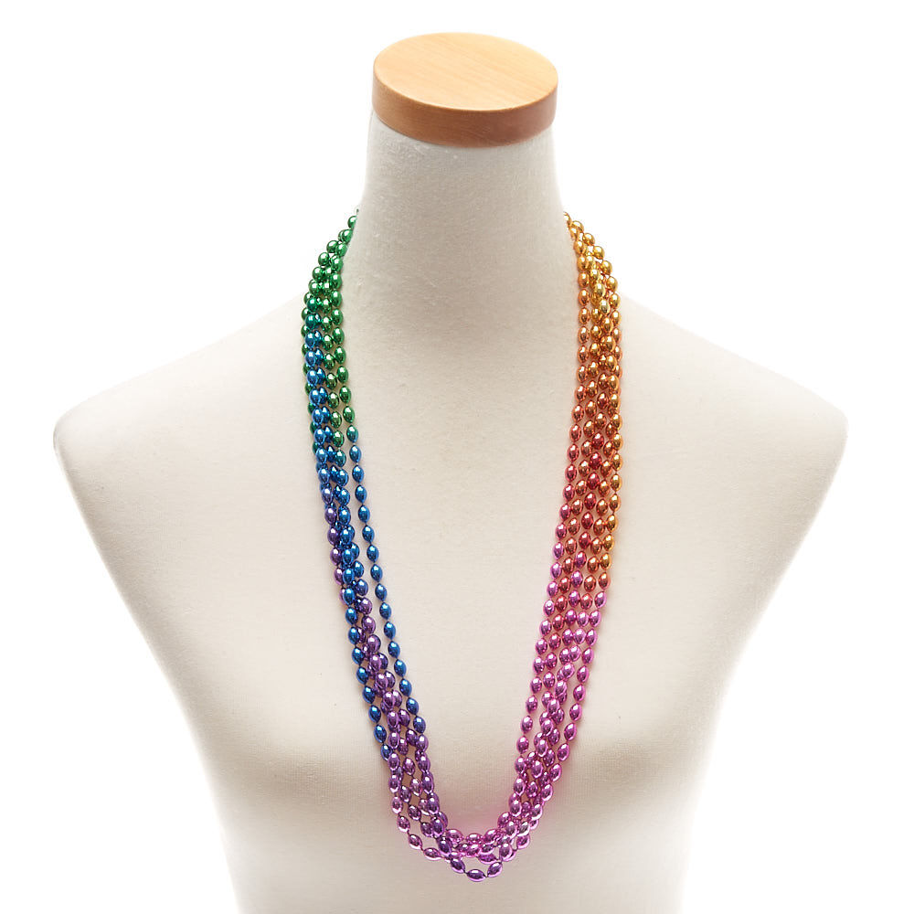 Ombre Rainbow Beaded Necklaces - 5 Pack,