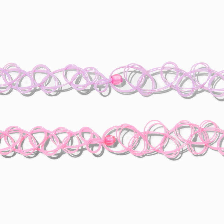 Best Friends Fuzzy Cats Tattoo Choker Necklaces - 2 Pack,