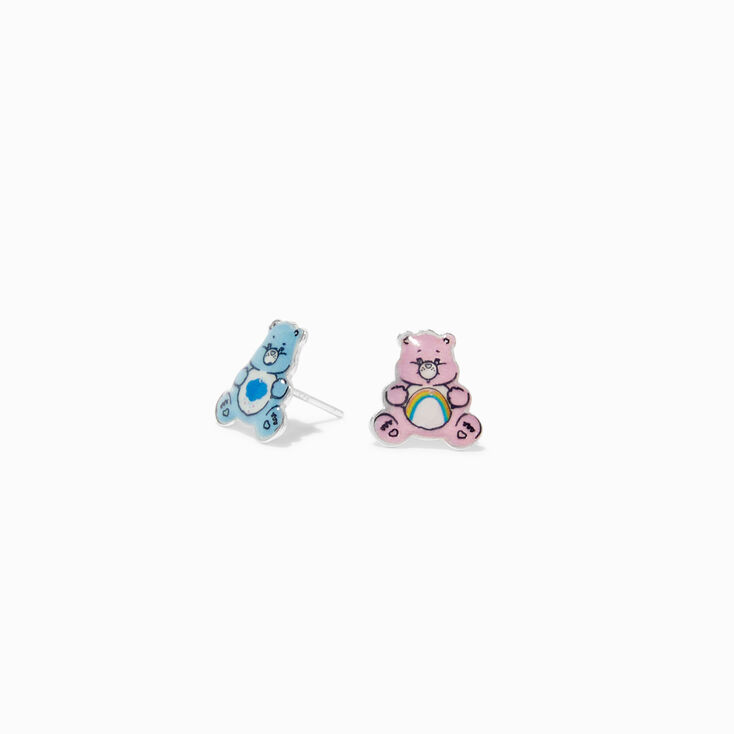 Clous d&#39;oreilles ours Toutgentil et Touronchon &eacute;maill&eacute;s couleur argent&eacute;e Bisounours&trade; en exclusivit&eacute; chez Claire&#39;s,