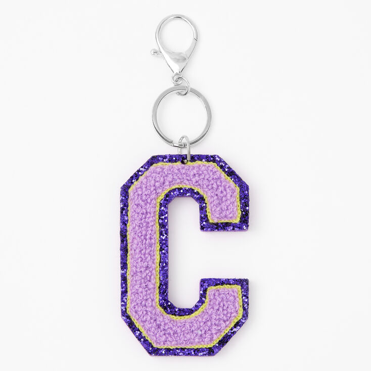 Purple Varsity Initial Keyring - C,