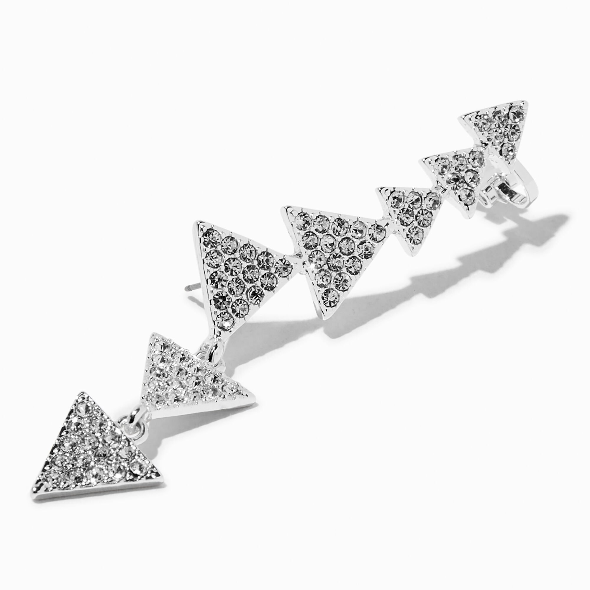 View Claires TriangleShaped Crystal Crawler Ear Cuff Earring Silver information