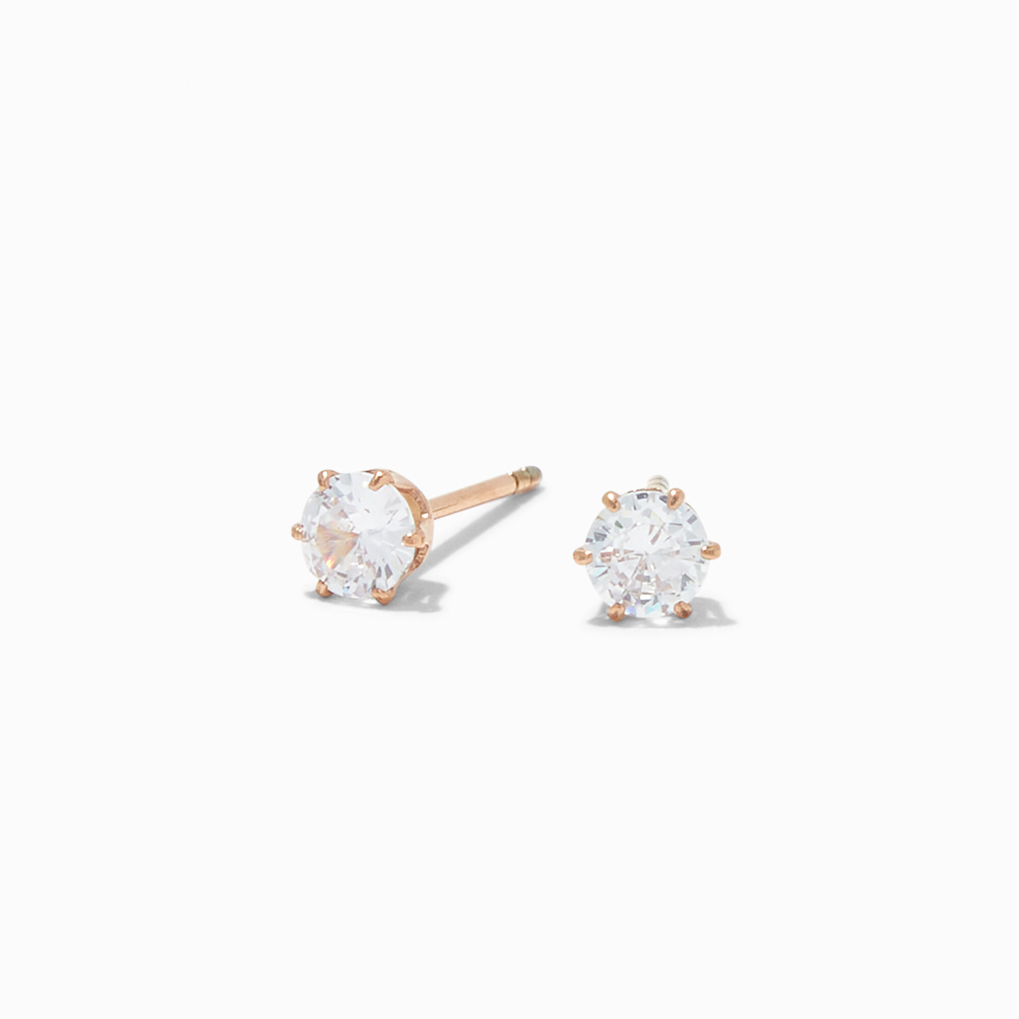 View C Luxe By Claires Rose Titanium Cubic Zirconia 4MM Cupcake Stud Earrings Gold information