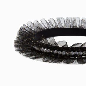 Glittery Black Tulle Headband,