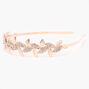 Rose Gold-tone Sleek Rhinestone Pave Leaf Headband,