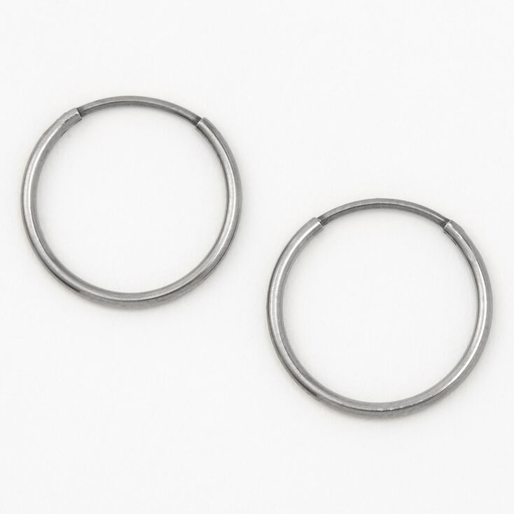 Silver Titanium 14MM Sleek Hoop Earrings,