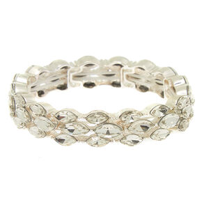 Stretch Bracelets Adjule Claire S Us Silver Gl Rhinestone Leaf Stretch Bracelet