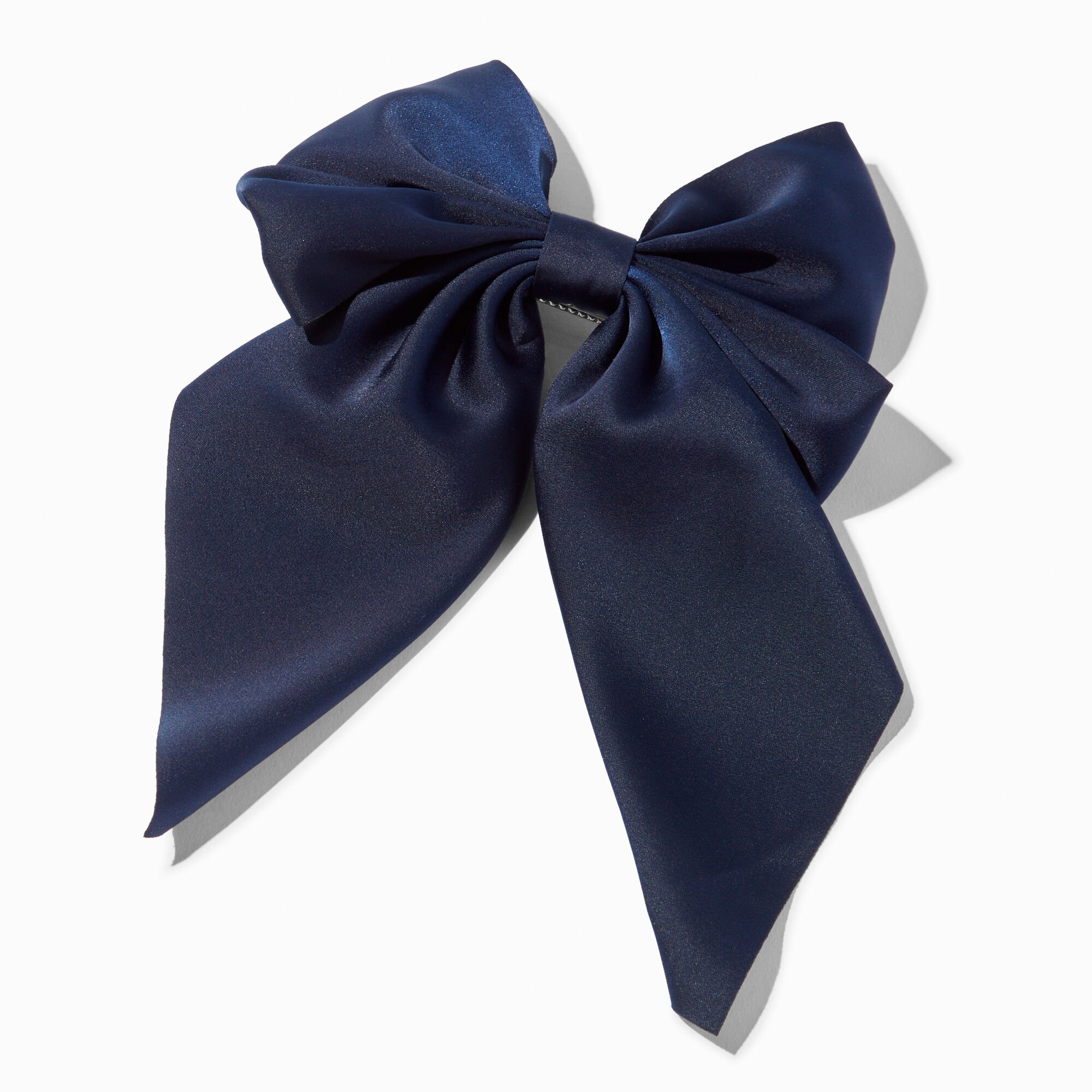 Navy Blue Satin Hair Bow Clip,