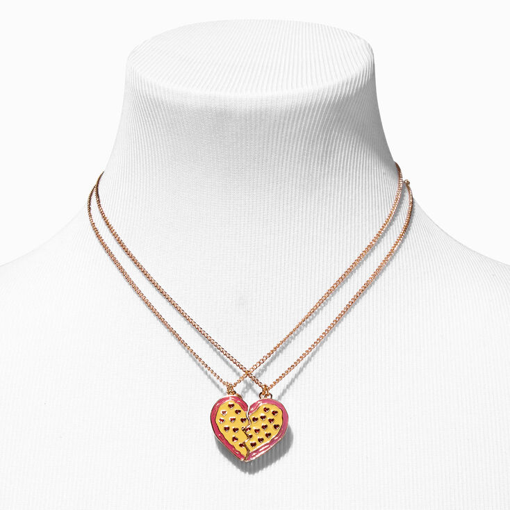 Best Friends Pepperoni Pizza Heart Pendant Necklaces - 2 Pack,