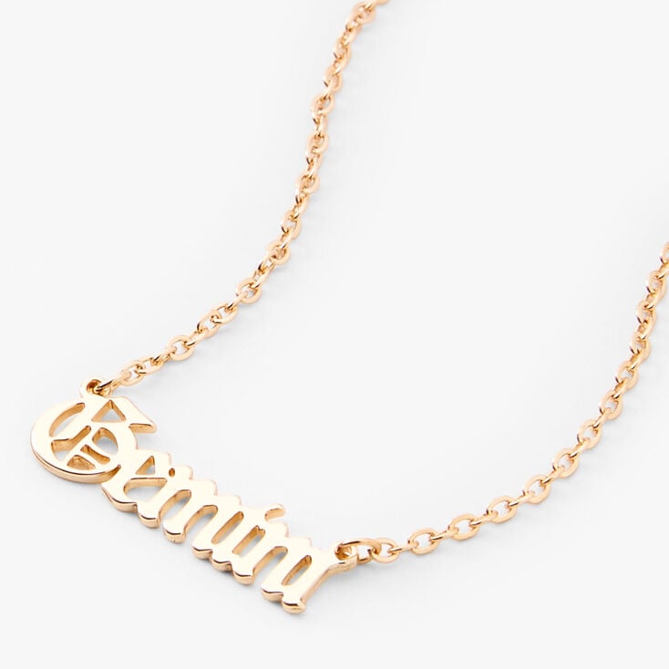 Gold-tone Gothic Zodiac Pendant Necklace - Gemini,